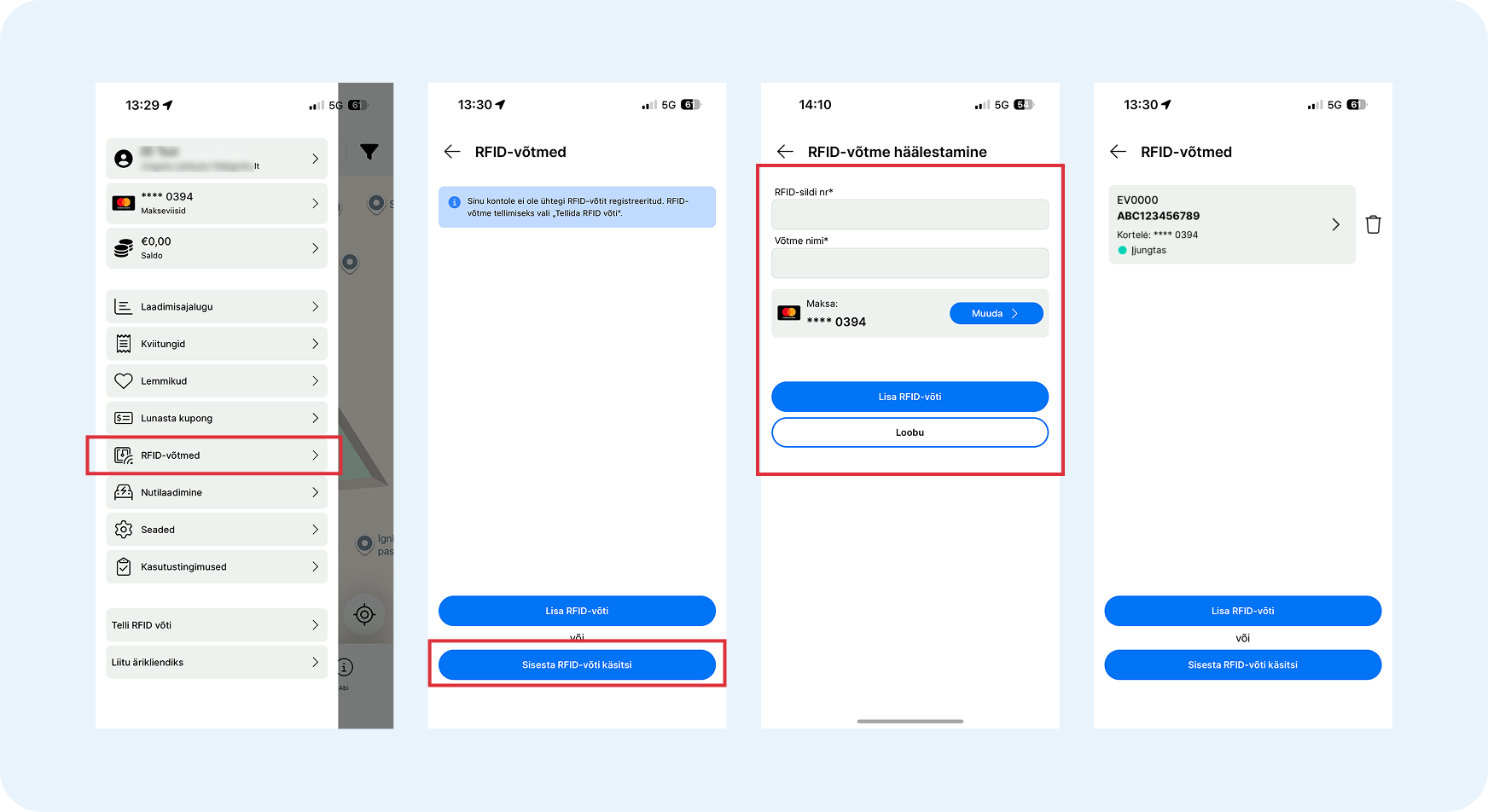 Kuidas aktiveerida RFID-võti rakenduses?