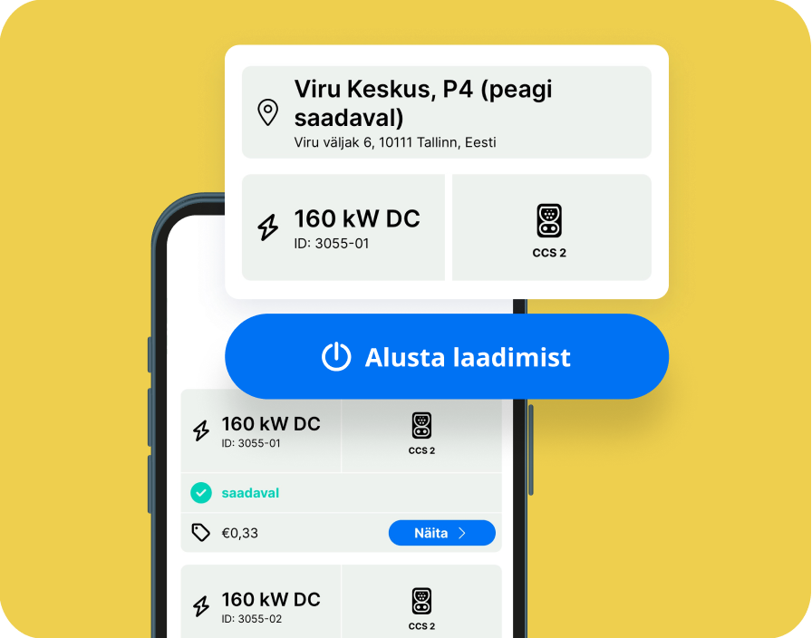 „Alusta laadimist“ nupp Ignitis ON rakenduses.