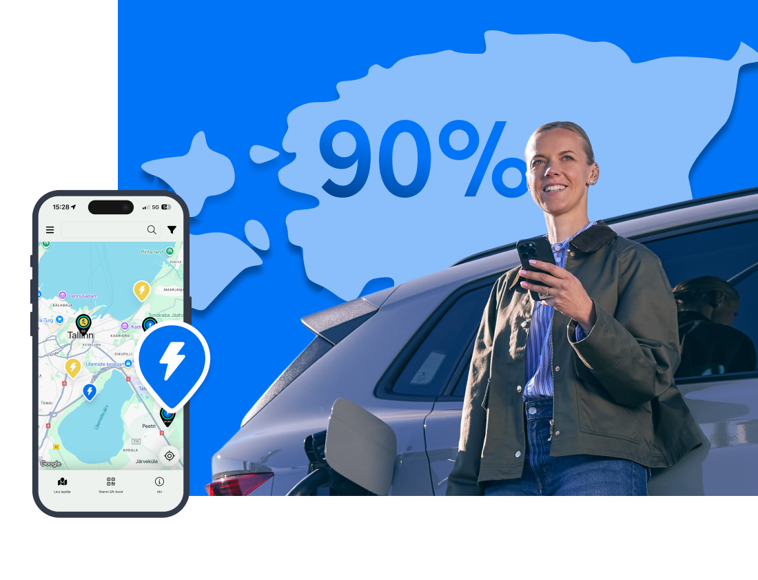Kuhu iganes viib tee, seal ootab sind Ignitis ON laadimisjaam! Meie laadimisvõrk katab 90% Eestist.