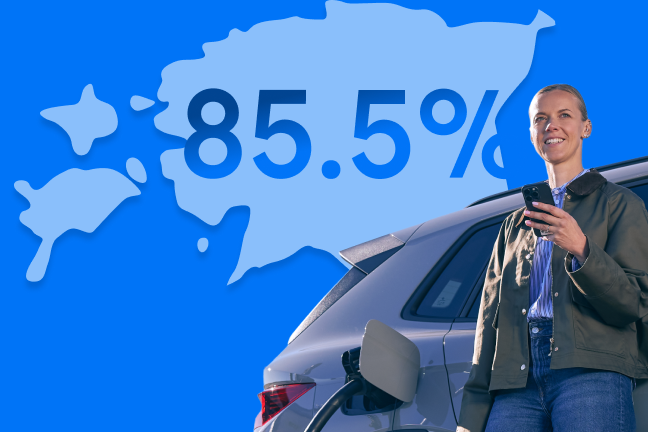 Meie laadimisvõrk katab 85.5% Eestist.