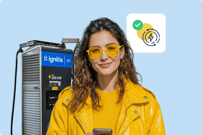 Naine rõõmustab automaatse laadimise üle.